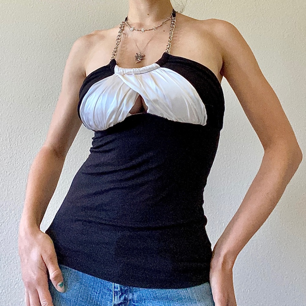 90s Bebe halter top with neck chain